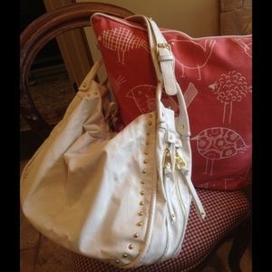 ISO White Hobo Bag with Gold Studs
